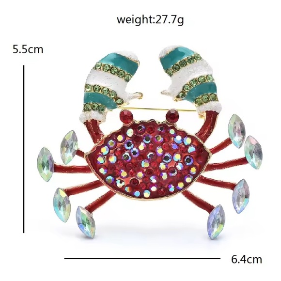 Betsey Johnson Red Crystal Crab Brooch - Picture 4 of 4